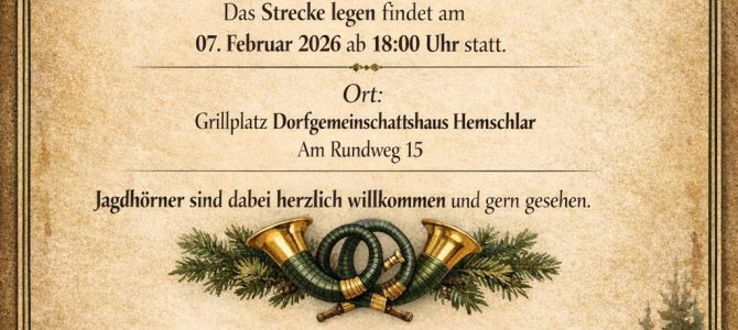 Strecke legen der Fuchsjagdwoche 2026 07.02.2026 ab 18:00 Uhr
